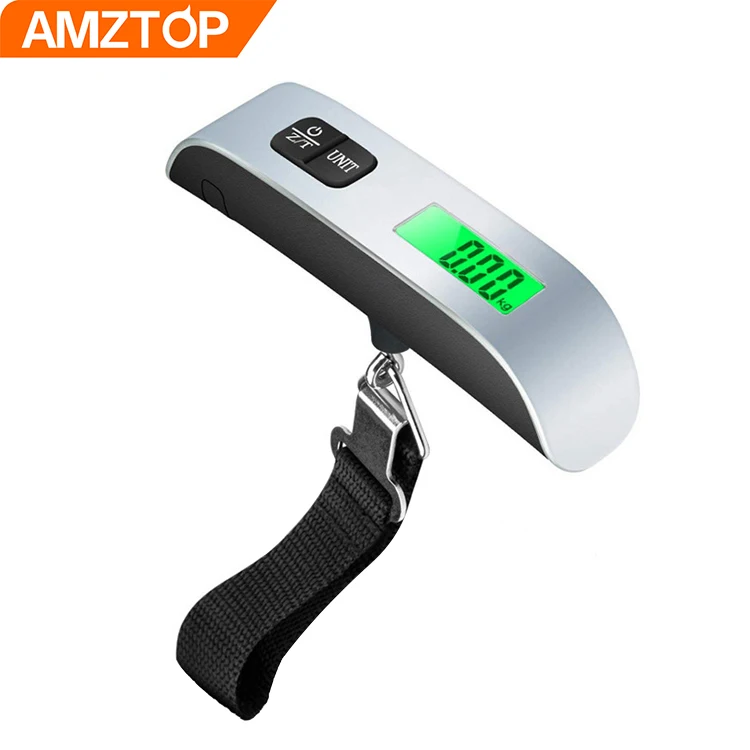 

A12-0001 Amz Top Seller 50kg/110lb Digital ABS Weighing Luggage Scale Mini Portable Weight Scale Stainless Steel Hanging Scale