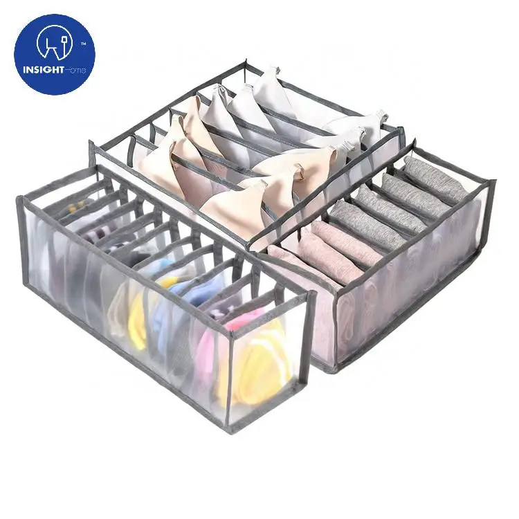 

Foldable Underwear Mesh Organizer Closet Storage Boxes Optional 6+7+11 Grids for Underwear Bra Socks Drawer Organizer