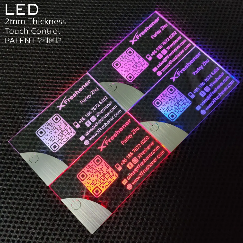 

4 NEW 2022 Luxury LED Credit Card Business Card Acrylic Light up Business Design Logo LED business card