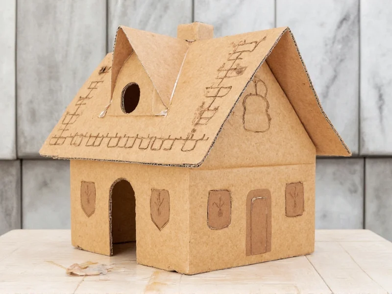 Cardboard gingerbread house template on shipping box