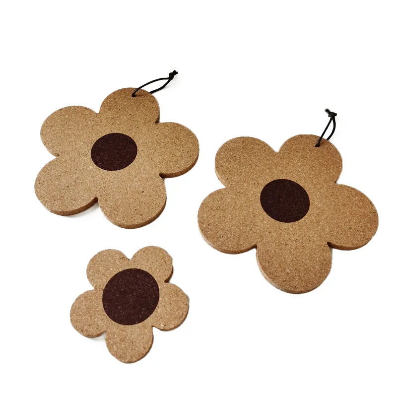 

Cute Flower Shape Coffee Sublimation Blanks Coasters For Drink Cup Mat Custom Cork Coaster, Wood color