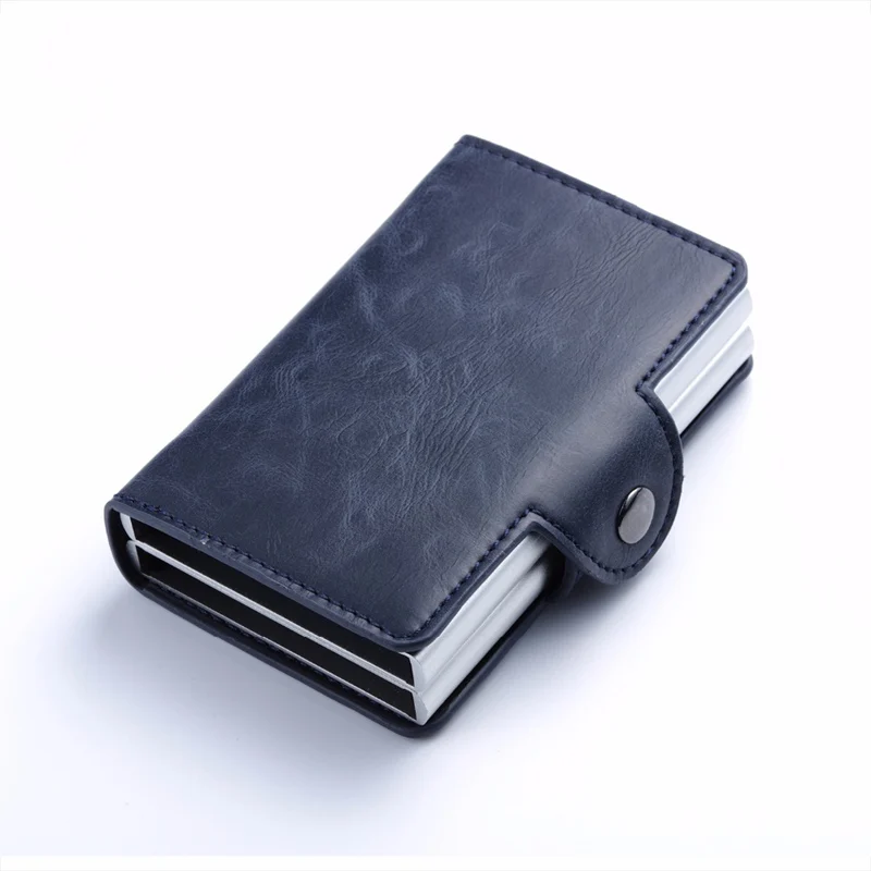 

Black Card Holder for Business Slim Wallet Rfid Blocking Double Box Credit Card Wallet, Black,brown,coffee,blue,red