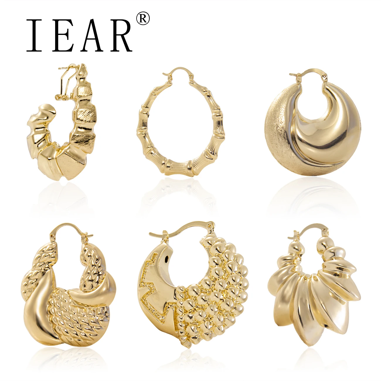 

IEAR trending products 2021 new arrivals Jewellery Gold bold earrings 18k Gold bold earrings luxury dropping big earrings