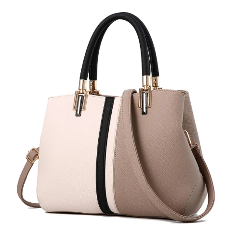 

2021 new korean style simple spell color pu leather ladies purse handbag