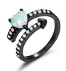 Heart love Opal luxury Classical Top Quality Stainless Steel Wedding Ring Cubic Zirconia Band Rings For Women's Jewelry