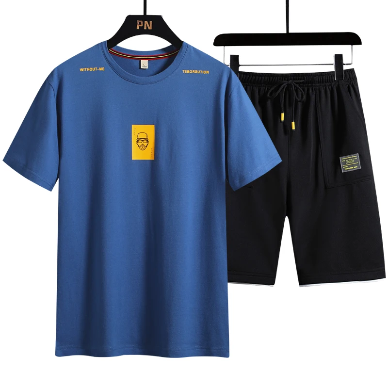 

Men's short sleeve cotton casual suit in summer Leisure two piece set