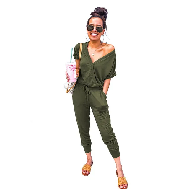 

Trending products 2021 new arrivals Casual Tie Dye Wrap V Neck Halter Romper Women Jumpsuit, Picture color