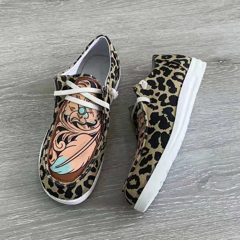 

X41 Factory Price Colorful Stripe And Leopard Slip On Shoes For Women Big Size Us10.5 Trendy Canvas Shoes, As picture or custom