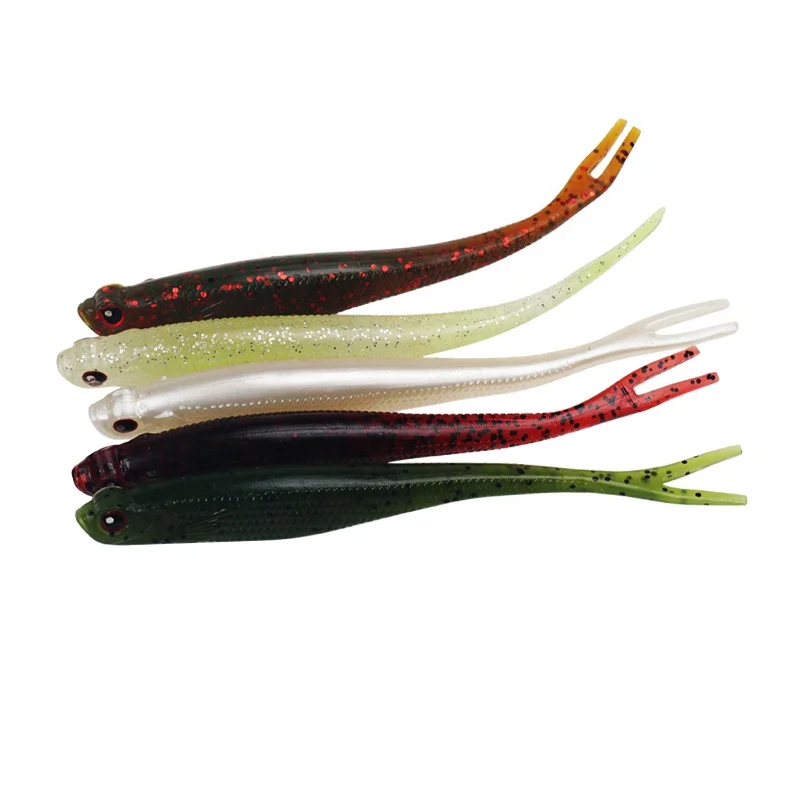 

2pcs/bag 13cm 8g Soft Fishing Lure Tiddler Baits Lures Fishing Tackle Forked Tail Soft Lure, 5 colors