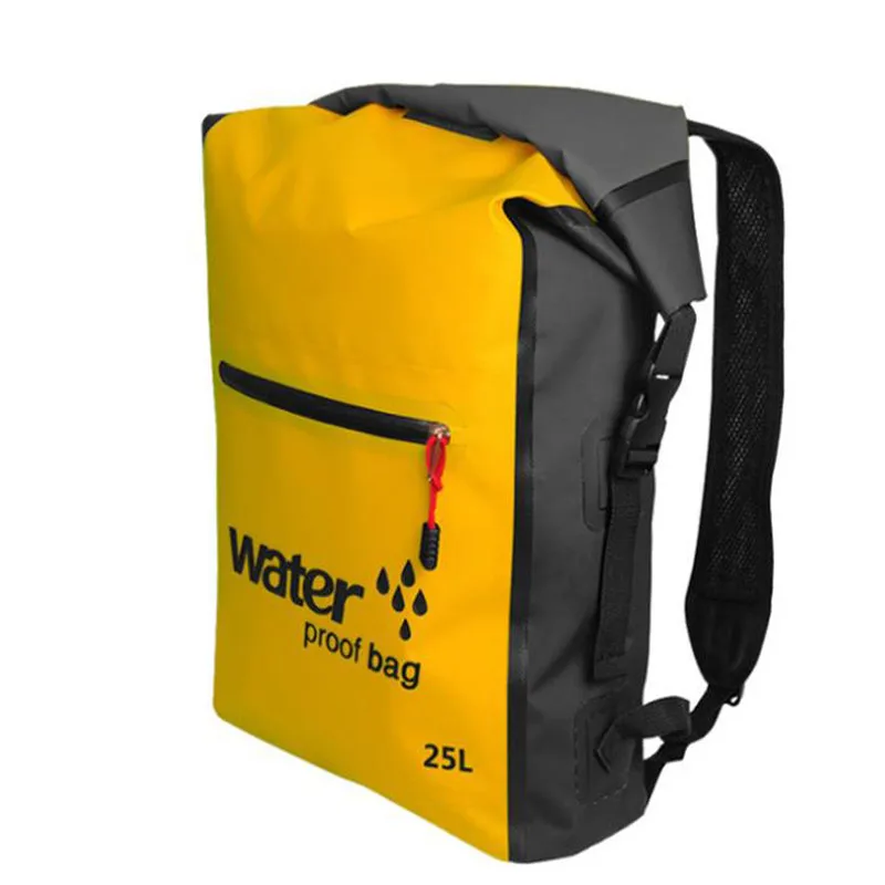 

25L Outdoor Waterproof Swimming Bag Backpack Bucket Dry Sack Storage Bag Rafting Sports Travel Waterproof Bag, Yellow blue orange red green rose