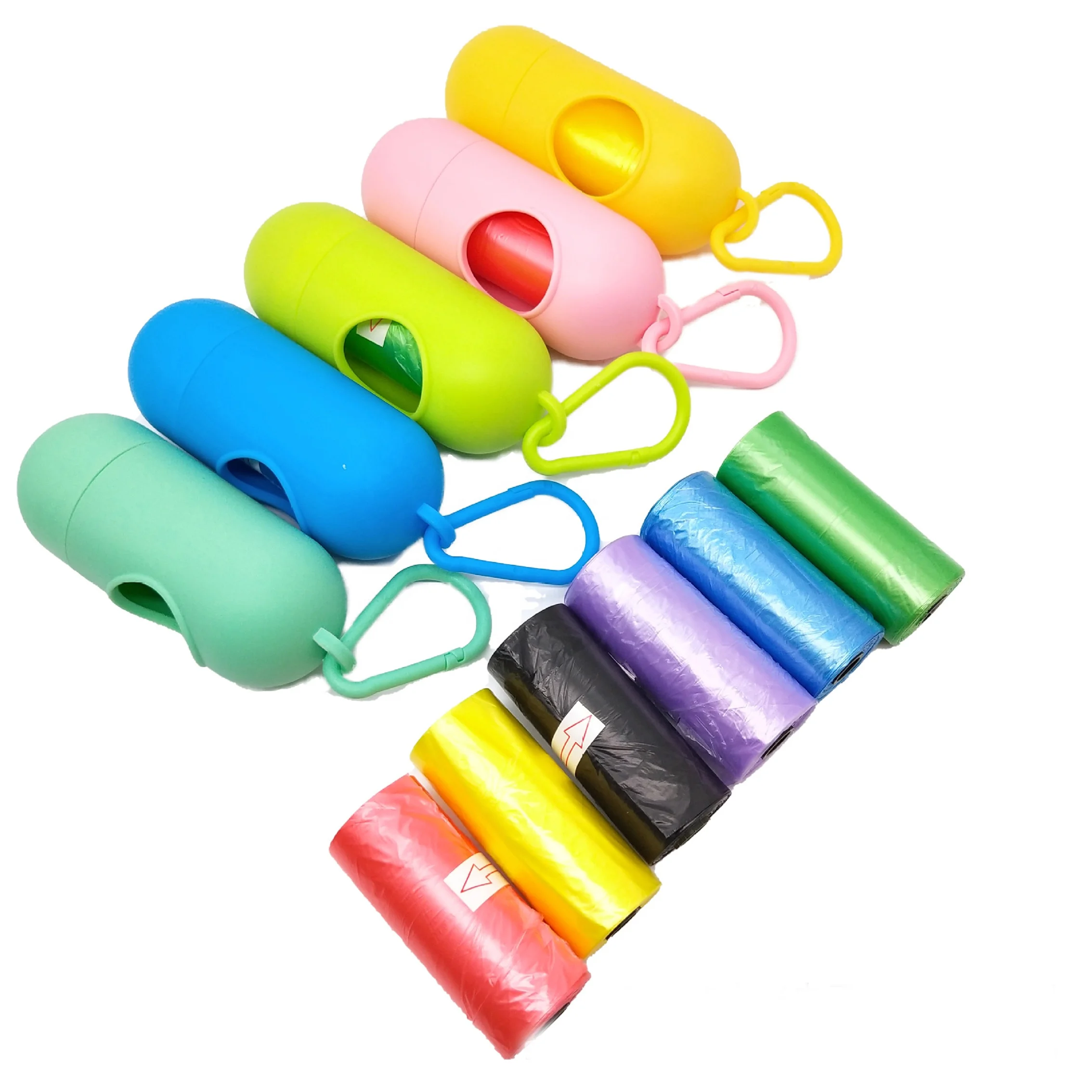 

Hot selling Pet Dog Waste Poop Bags Dispenser Bullet Shape pet poop bag dog waste bag with dispenser, Black,pink,red,green