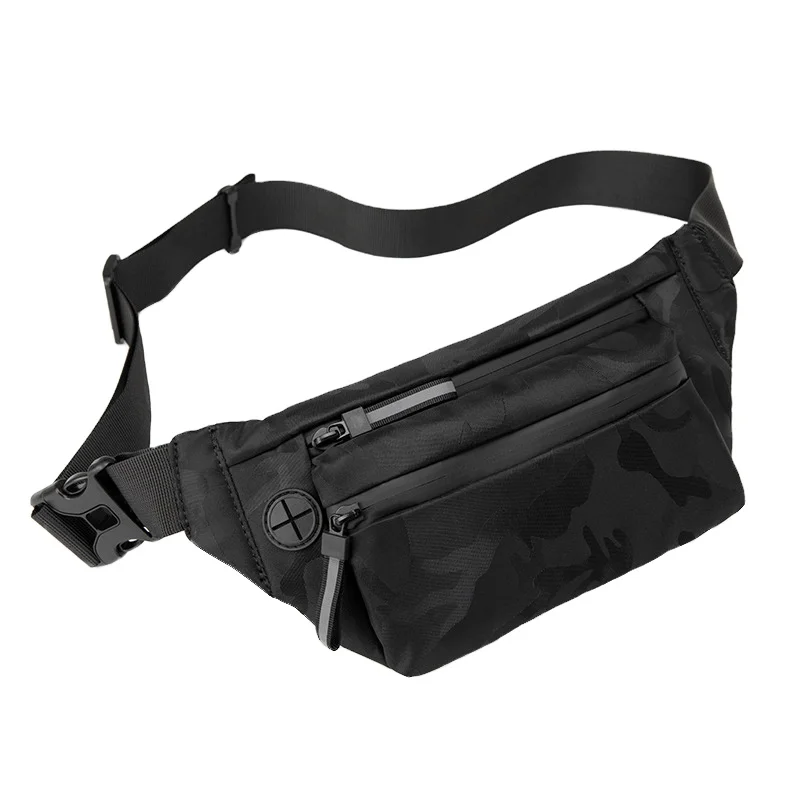 

Men's Hot Sports Wholesale Sports Satchel Bag Adjustable Strap Fanny packs Travel Hiking Custom Waist Bag, Black