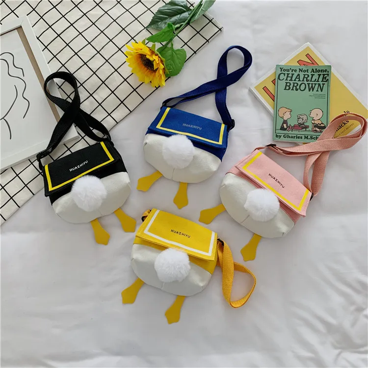 

Cute Cartoon Duck Shape Small Canvas Tote Bag Canvas Shoulder Bag Small Messenger Bags