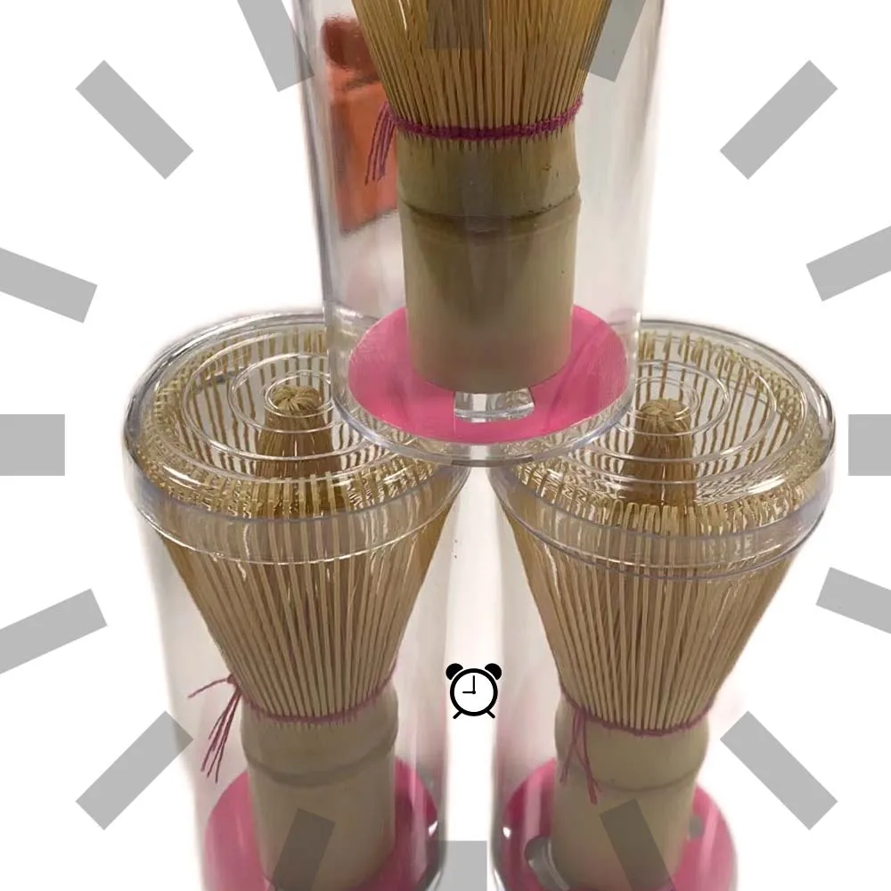 

Estick In Stock Japanese Traditional Pink Rope Hand Held 100 Prongs Golden Bamboo Matcha Whisk Chasen For Matcha Powder