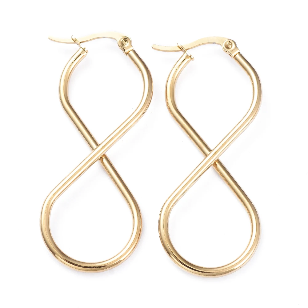 

PandaHall Number 8 Golden 201 Stainless Steel Hoop Earrings