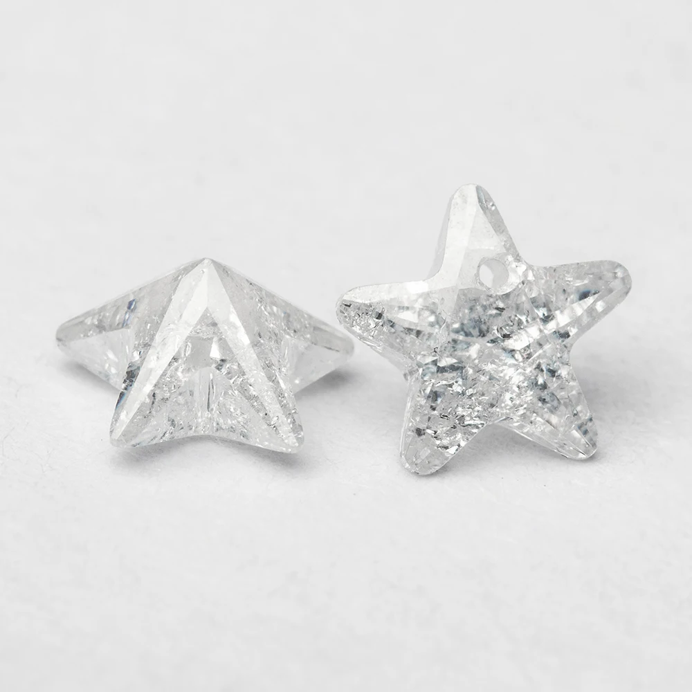 

Fashion Star Shape Ice crushed CZ 6*6mm Loose white Cubic Zirconia Stone