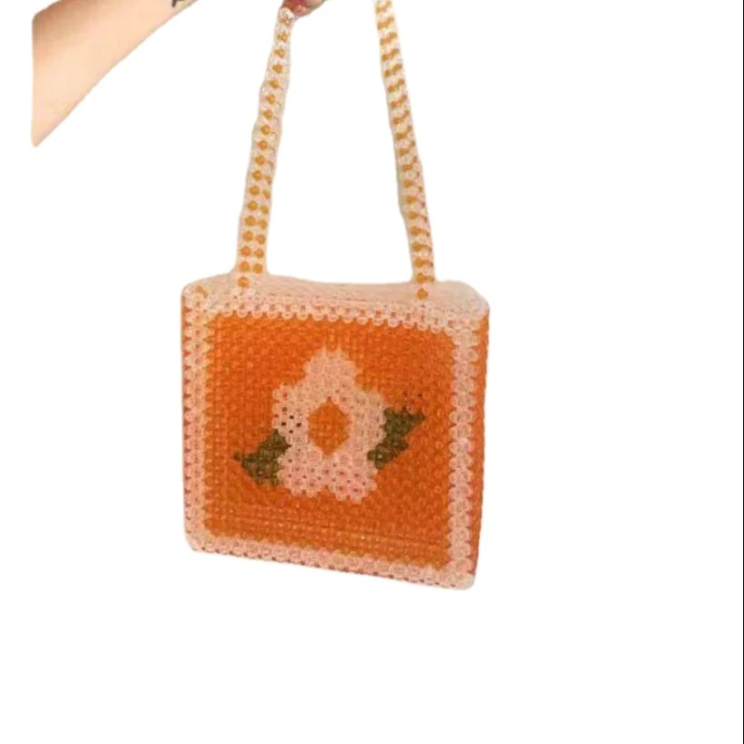 

Pearl Flower Beaded Bag Yellow Pearl Backpack