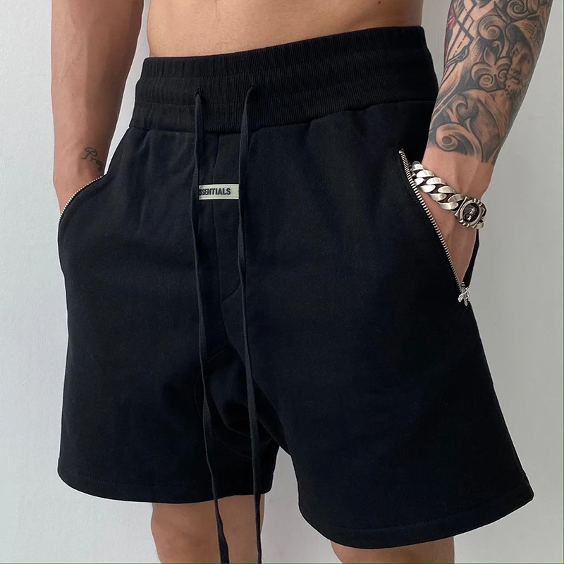 

High Quality Fitness Short Jogger Casual Gyms Men Casual Shorts Solid Elastic Waist Loose Sports Cotton Short Sweatpants