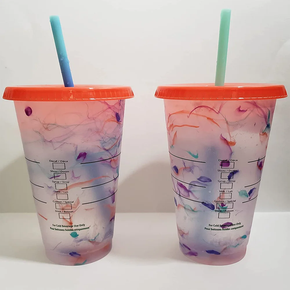 

BPA Free Wholesale Swirl marble Color Changing Cold Cup Tumbler, Rainbow color