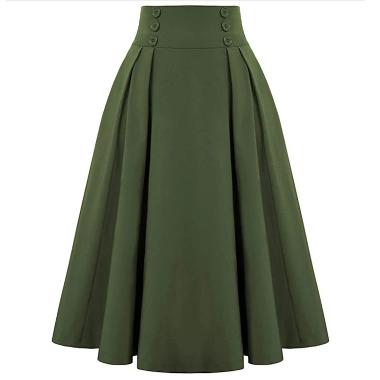 

Wholesale OEM Stylish Elegant Ladies Plus Green Skirt With Pocket