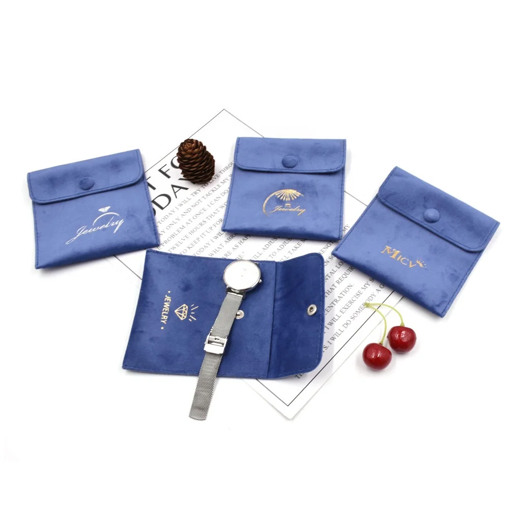

Custom Small Velvet Jewelry envelope Pouch with hot-stamping Logo, Black, blue, green, grey, pink, white, yellow, etc
