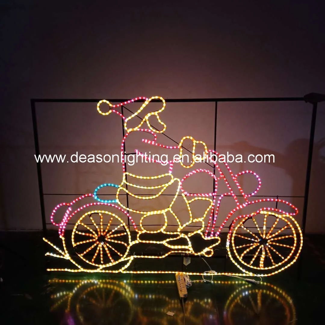 Led Motorcycle Santa Rope Lights Silhouette Buy Santa Motorbike
