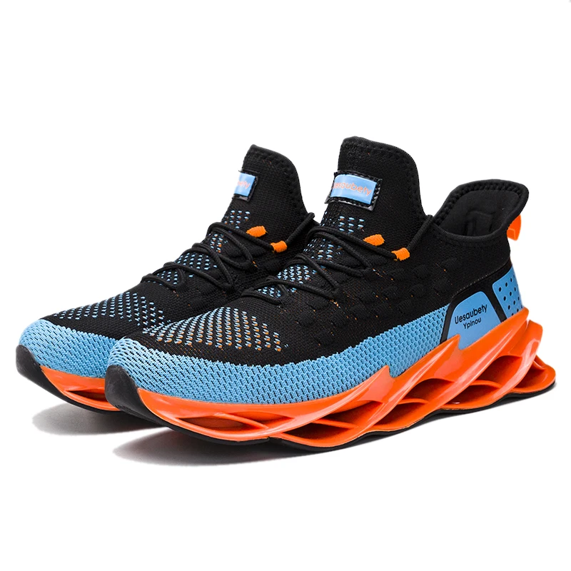 

Most selling factory direct sale soft wear-resistant shock-proof sole breathable upper men's sports shoes, Orange,blue,gold