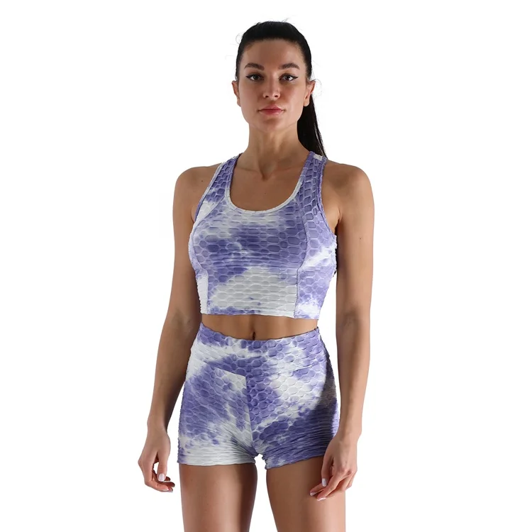 

Plus Size Women Biker Shorts Sportswear Fitness Clothing Sports Bra And Short Two Piece Gym Yoga Set, 6 colors