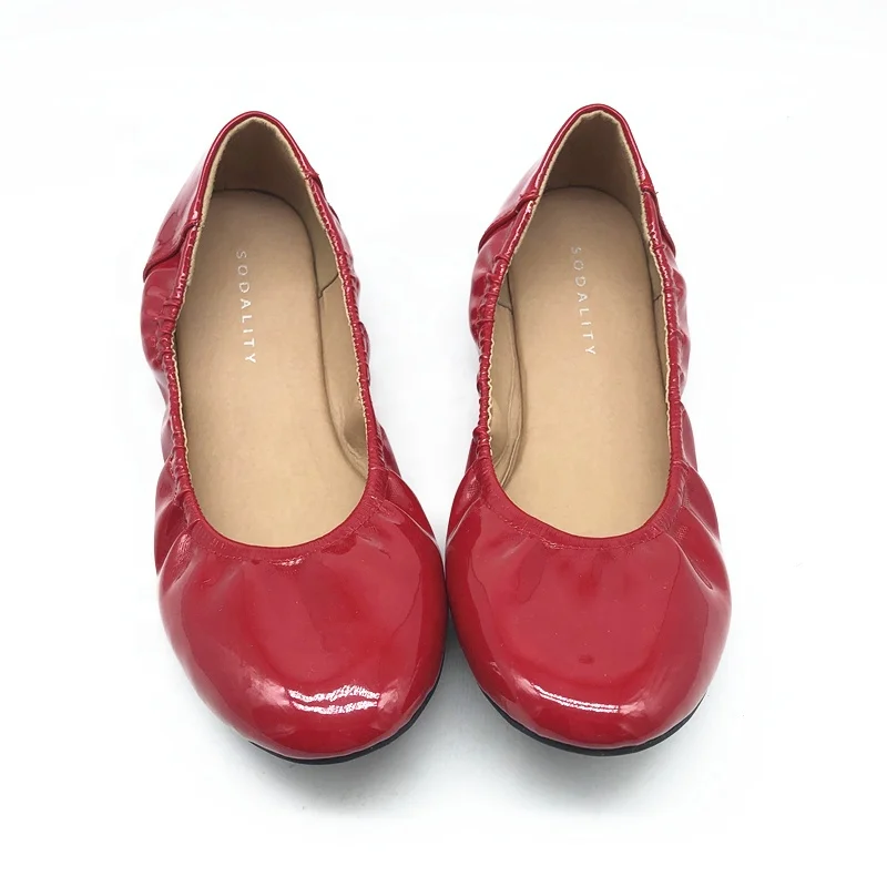 

custom high quality ladies girl women red flats casual ballerina shoes, As picture show or customized