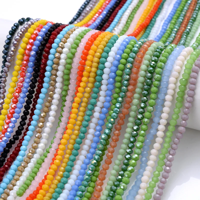 

JC Crystal wholesale glass beads multi colors faceted rondelle beads for bag making glass beads 4mm