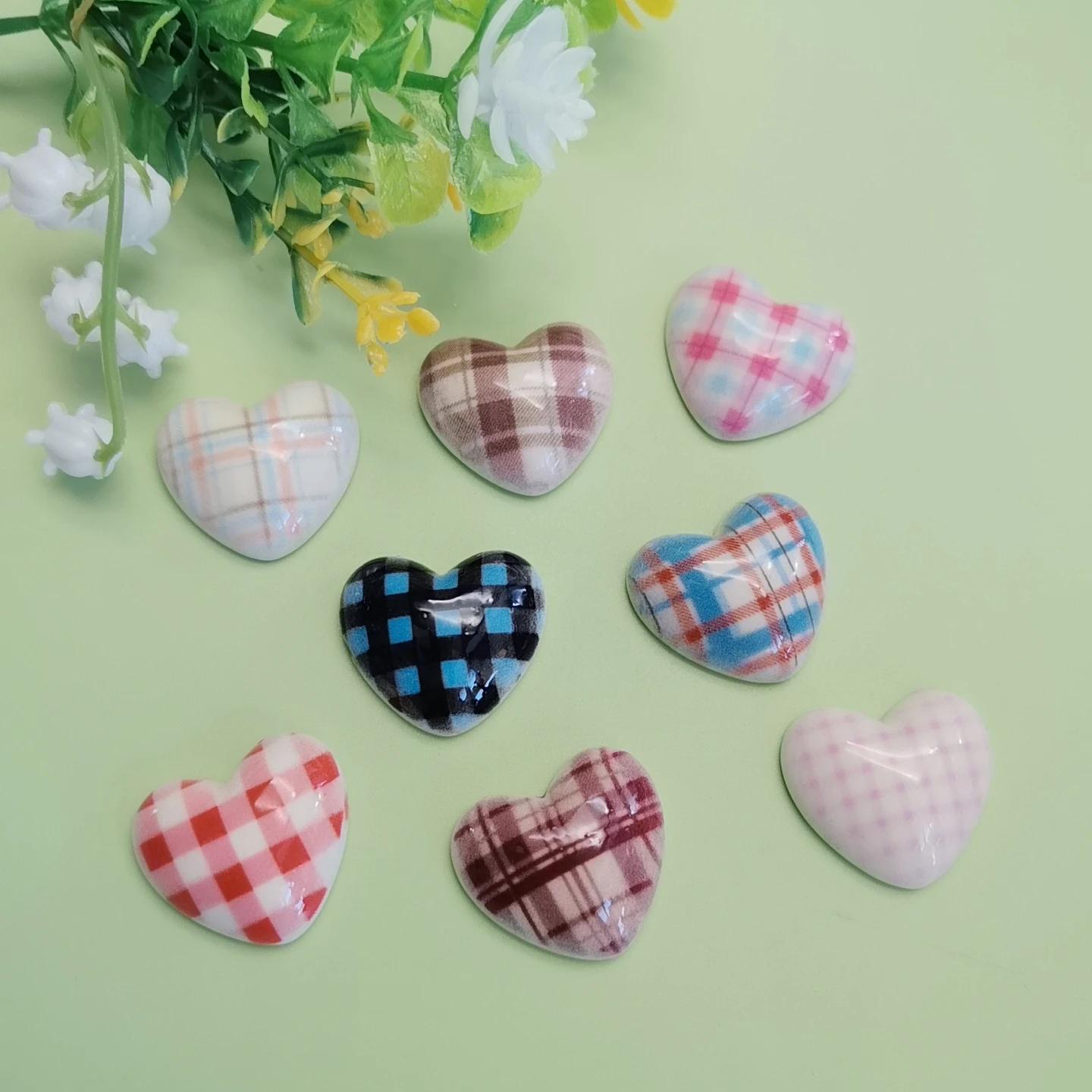 Resin Fatback Heart Cabochons for DIY Crafts Accessories Jewelry Keychain Slime Making