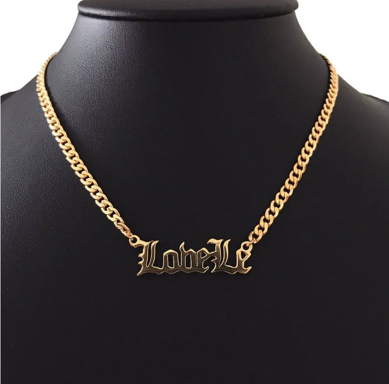 

Trendy Hip Hop Style Titanium Stainless Steel Customize Name Necklace Whip Chain Customized DIY Personalized Jewelry