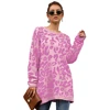 Fashion Holiday Sweaters Cardigan leopard Christmas Pink Women Long Sleeve Sweater