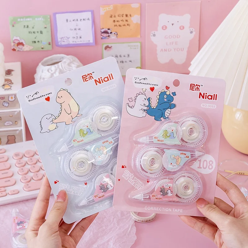 

School stationery 3pcs cartoon cute dinosaur correction tape for kids