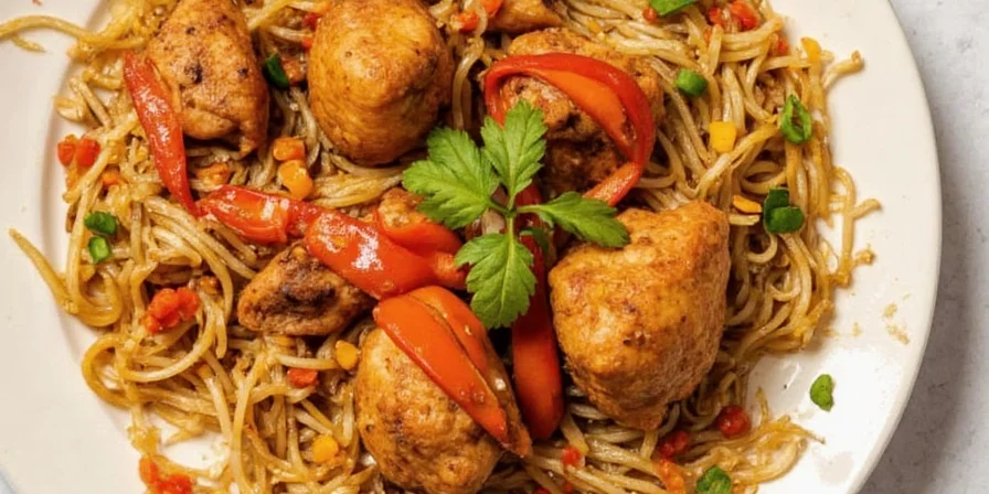 Beautifully plated spiced chicken dish