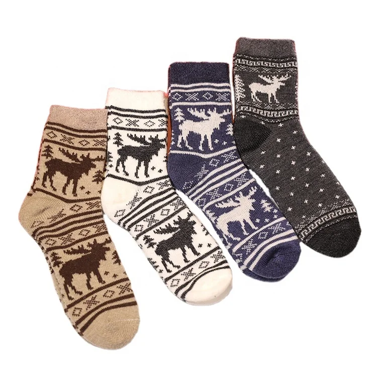 

Multicolor Vintage Warm Thick acrylic and Polyamide Crew Knitted Socks Custom Soft Winter Women Socks, Custom color