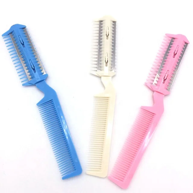 

Professional Scissor Home DIY Hair Razor Comb Hairdressing Thinning Trimmer Punk, As pictures
