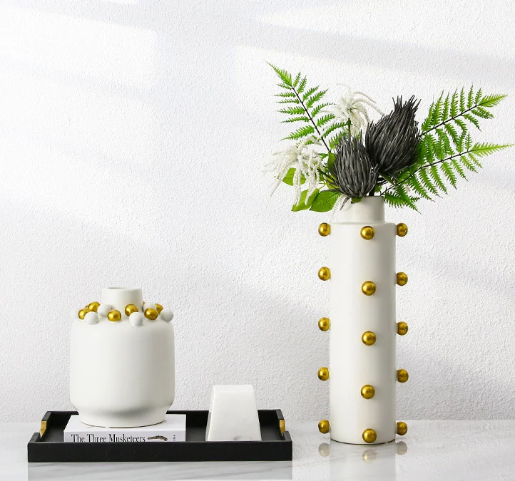 

Ceramics Center Pieces Wedding Vase Big Luxury Flower Vases For Home Decor, White, black