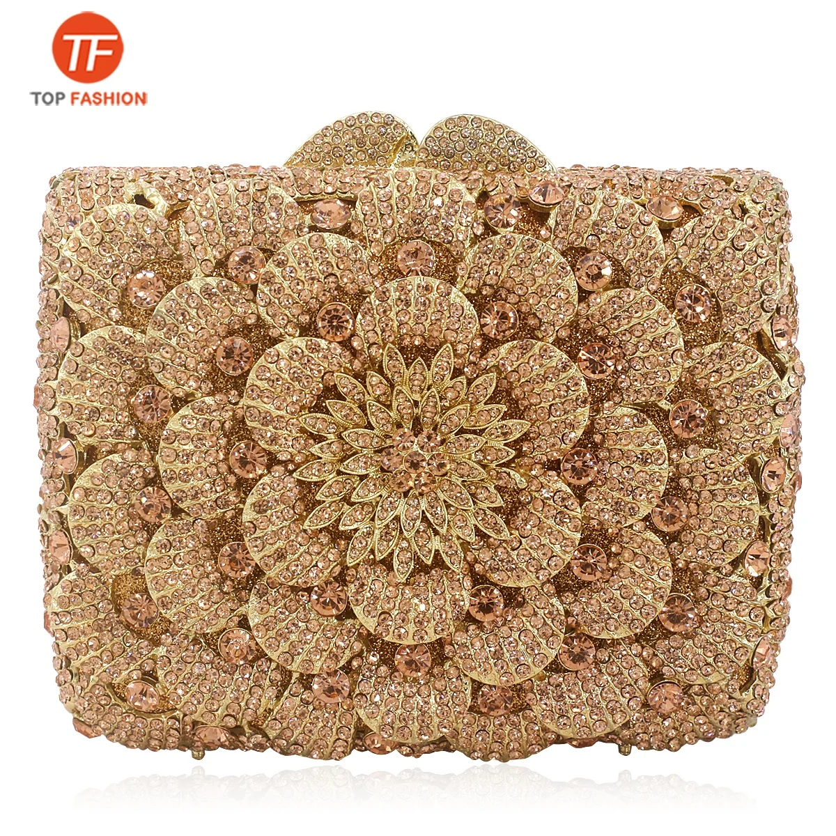 

China Factory Wholesales Crystal Rhinestone Clutch Evening Bag for Formal Party Florals Clutch Purse, ( accept customized )