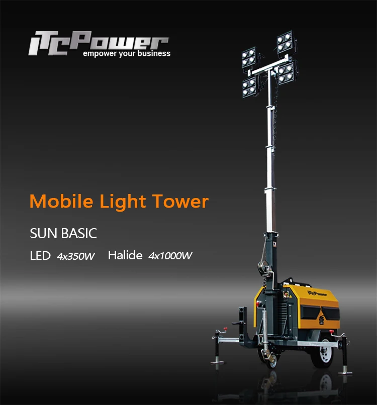 Sample 4*350w 4*1000w Led Metal Halide Trailer Light Tower Price Buy