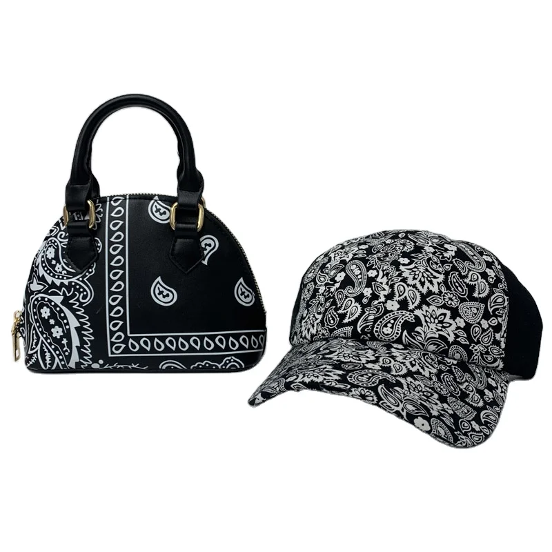 

2021 Newest Cashew Flower Bucket Purse and Hats 2 Piece Set Women Hand Bags Ladies Purses and Handbag, Picture