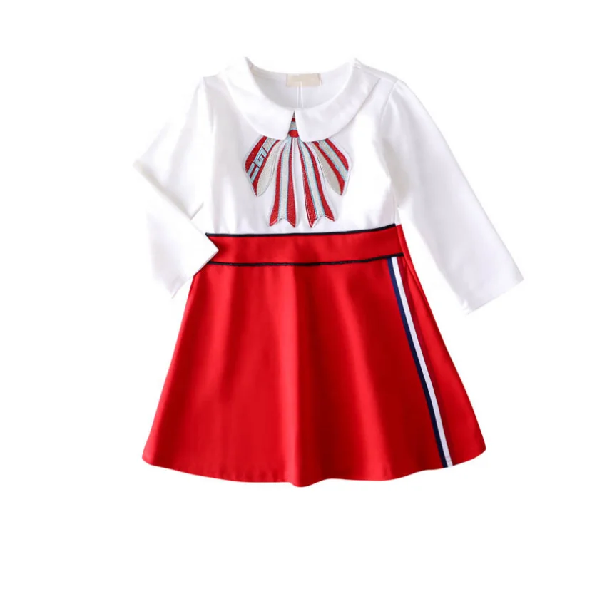 

Custom Autumn Kids Dress Printing Big Bow Two Colors Short Paragraph A Line Girls Fashion Skirt