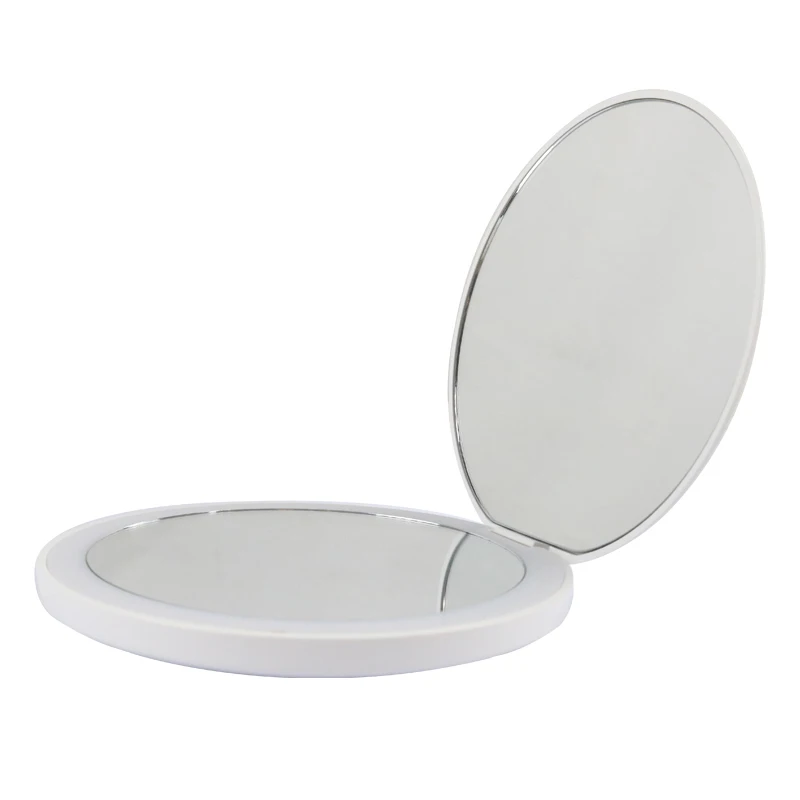 

Customizable Portable LED 120 Degree Flip Cover Double-sided Mirror with 2x Magnification Pocket Mirror Cosmetic Mirror, White/pink/customized