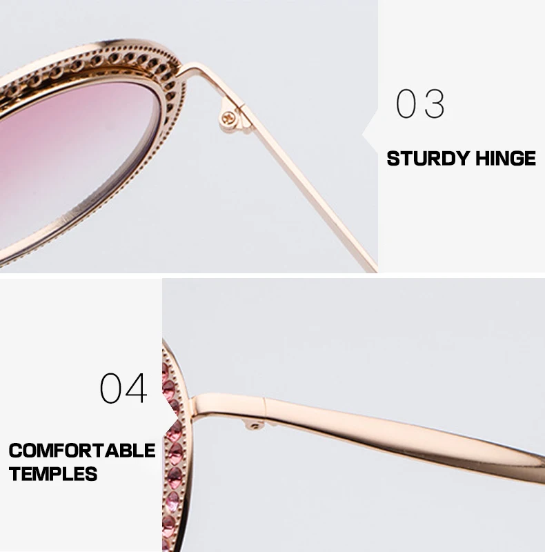 2019 Leader Round Diamond Multi-color Designer Logo Ladies Sunglasses