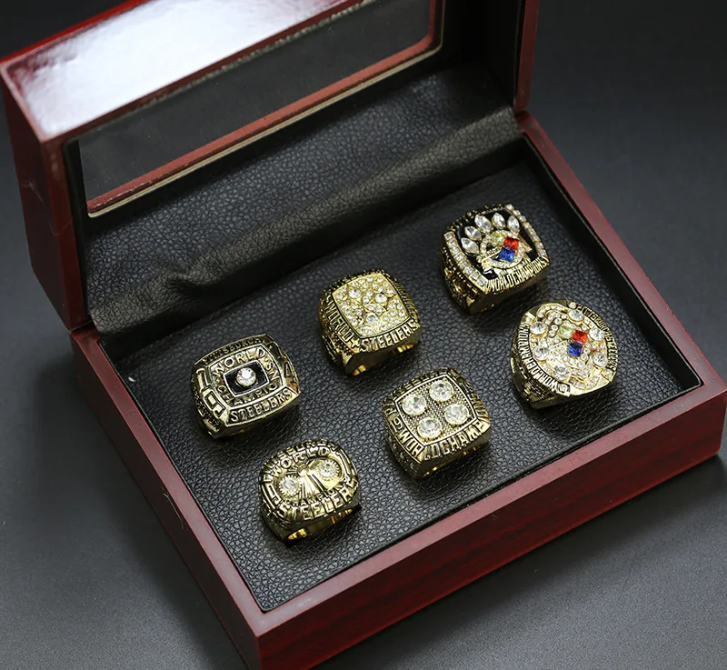 

6PC Pittsburgh 6 year gold NFL championship ring Europe and America popular memorial nostalgic classic ring