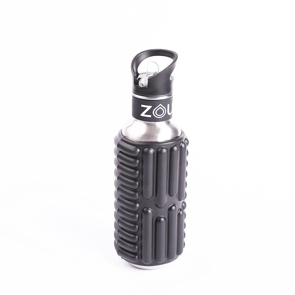 

Stainless Steel Fitness Gym EVA Foam Roller Water Bottle with Straw, Customized