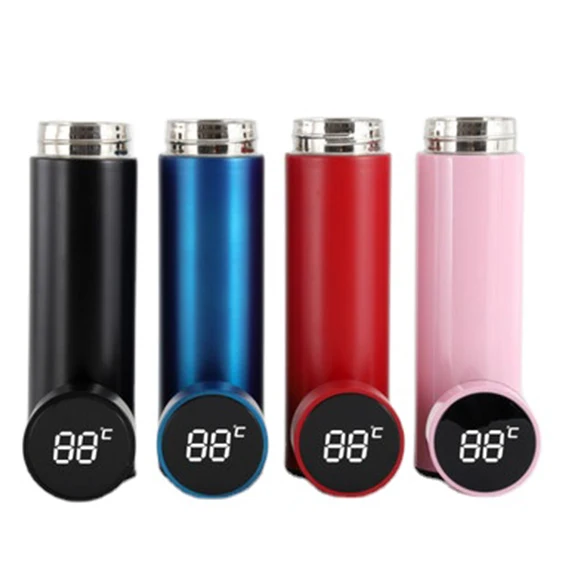 

Custom logo 500ml battery powered coffee thermos cup digital thermo flask with thermometer, White /black/pink/gold/blue/red