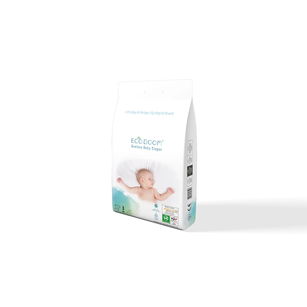

ECO BOOM 74 Count M size nappies baby organic sleepy baby diaper 100% compostable diapers, Pure wihte