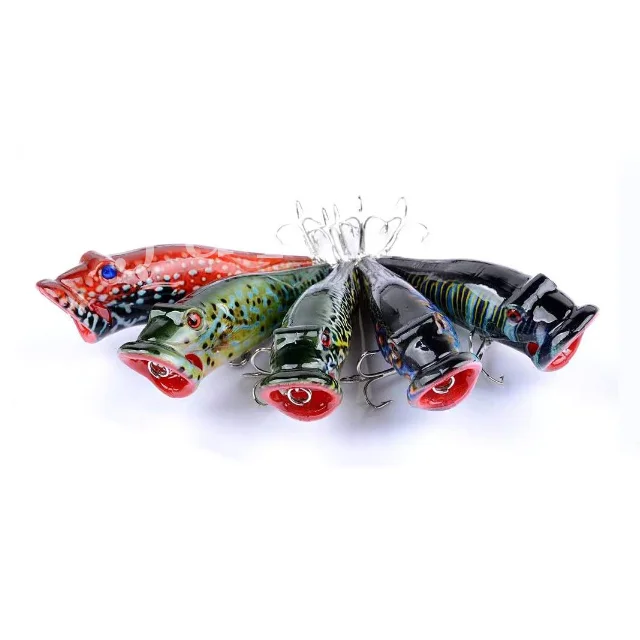 

Juyin 8cm/12.4g painted series outdoor fishing lure plastic hard bait water surface pop bait, 5 colors