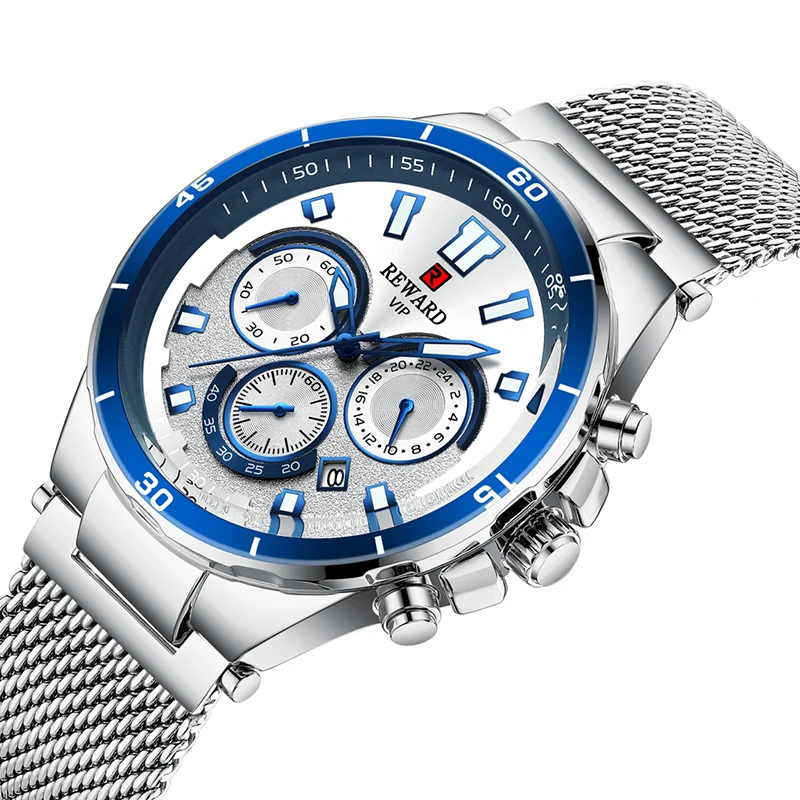 

Reward Newest Fashion Stainless Steel Chronograph sport mens watch quartz China Manufacturer Luxury Casual wristwatch